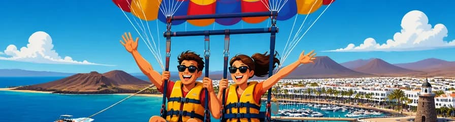 Aventura de Parascending en Marina Rubicón