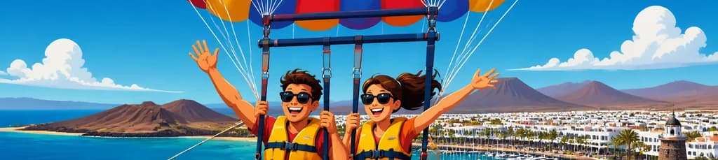Aventura de Parascending en Marina Rubicón