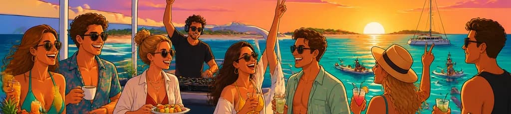 Fiesta inolvidable al atardecer en una excursión en barco con todo incluido de día completo de Ibiza a Formentera