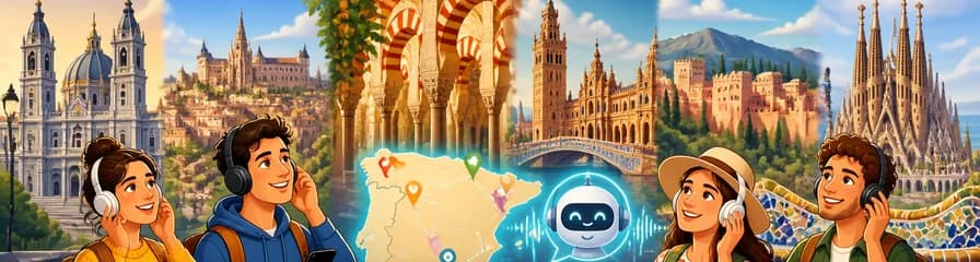 Descubre España: Tour de audio con inteligencia artificial por Madrid, Toledo, Córdoba, Sevilla, Granada y Barcelona