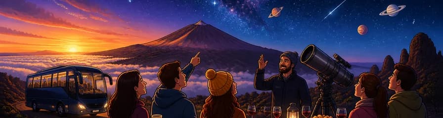 Observación de estrellas en el Teide: un tour astronómico en autobús con cena y bebidas incluidas
