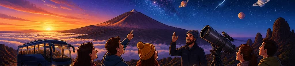 Observación de estrellas en el Teide: un tour astronómico en autobús con cena y bebidas incluidas