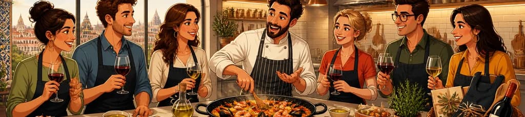 Exclusiva clase de cocina privada en Madrid con maridaje de vino ilimitado y menú de 5 platos