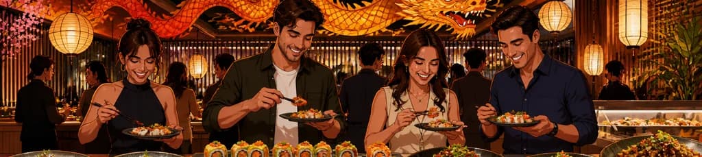 Experiencia de buffet de alta cocina Nikkei en Genko Restaurante, Madrid