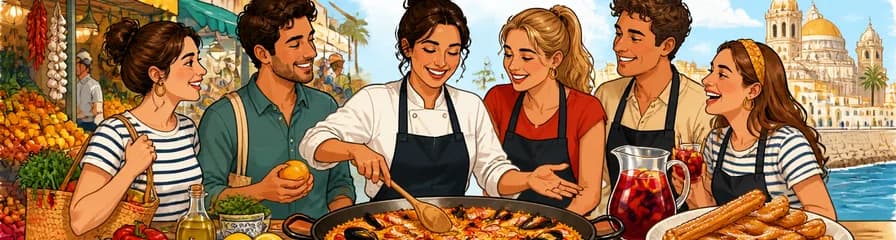 Taller de cocina española: descubre la paella, la sangría y los churros con visita al mercado
