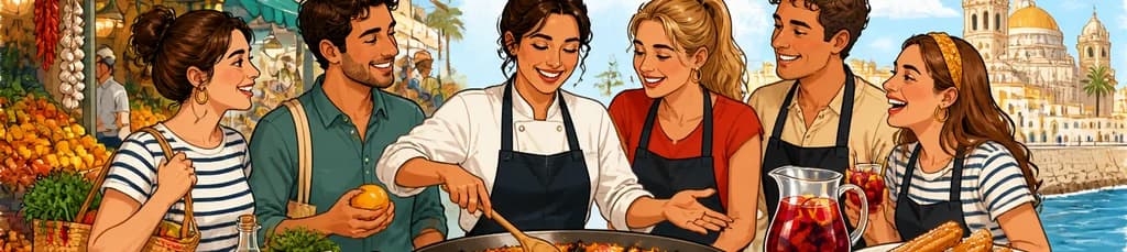 Taller de cocina española: descubre la paella, la sangría y los churros con visita al mercado
