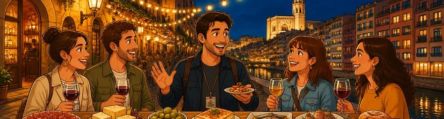 Vive la experiencia culinaria de un tour gastronómico nocturno por Girona con degustación de tapas