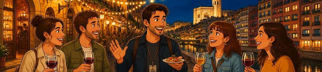 Vive la experiencia culinaria de un tour gastronómico nocturno por Girona con degustación de tapas