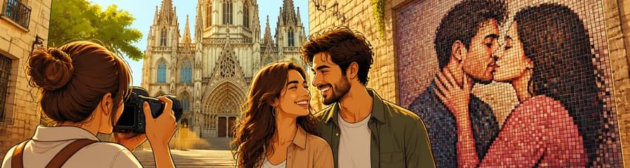 Sesión fotográfica privada en Barcelona: la Catedral y el Muro del Beso