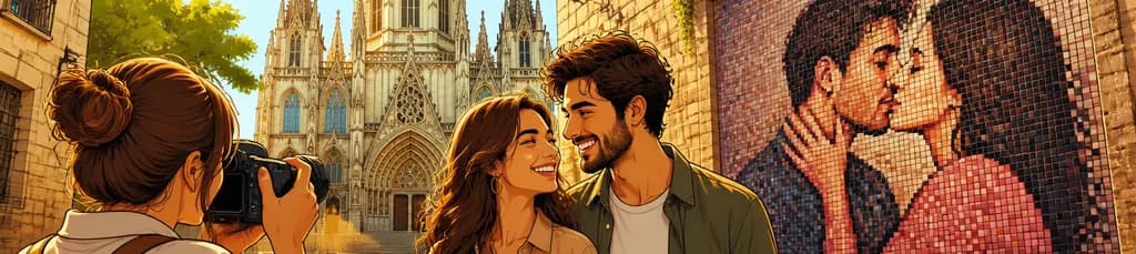 Sesión fotográfica privada en Barcelona: la Catedral y el Muro del Beso