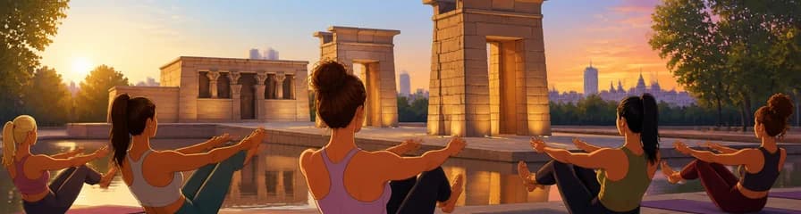 Clases de Pilates al amanecer o al anochecer en el histórico Templo de Debod de Madrid