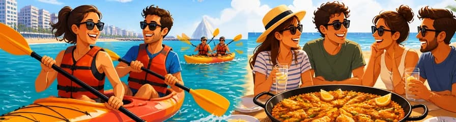 Aventura Guiada en Kayak y Degustación de Paella en la Costa de Valencia
