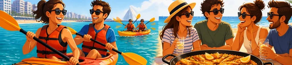 Aventura Guiada en Kayak y Degustación de Paella en la Costa de Valencia