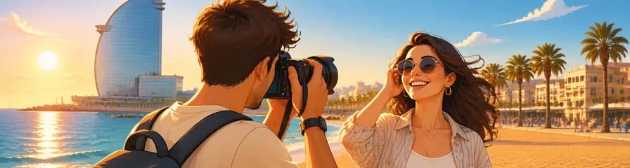Sesión fotográfica con luz solar en la Playa de la Barceloneta