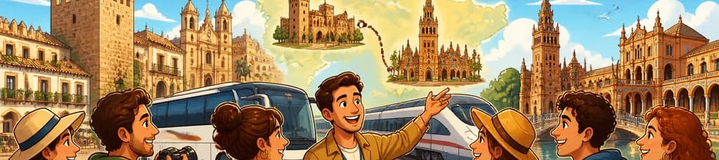 Viaje de dos días en autobús y tren de Madrid a Cáceres y Sevilla