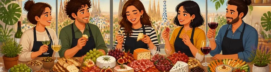 Taller de construcción de una tabla de quesos y embutidos catalanes con maridaje de vinos (opciones vegetarianas y veganas)
