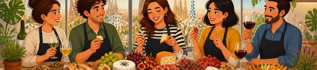 Taller de construcción de una tabla de quesos y embutidos catalanes con maridaje de vinos (opciones vegetarianas y veganas)