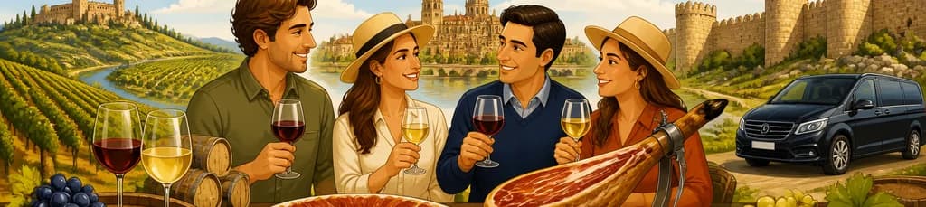 Experiencia gastronómica privada de 2 días: vinos de Ribera del Duero y Rueda, y jamón ibérico desde Madrid