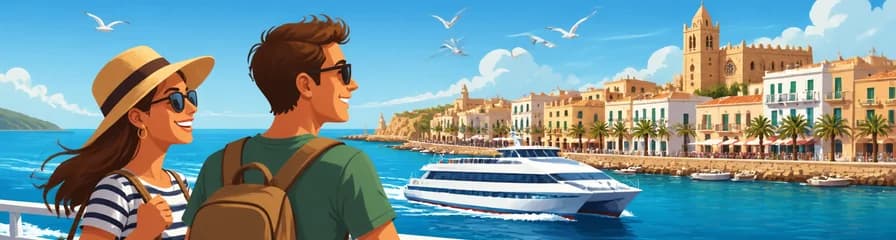 Viaje rápido de ida y vuelta en ferry desde Alcudia, Mallorca, a Menorca