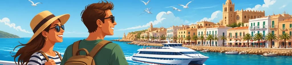 Viaje rápido de ida y vuelta en ferry desde Alcudia, Mallorca, a Menorca