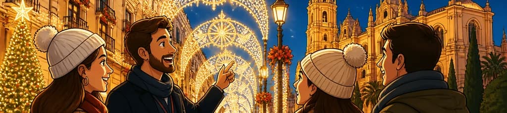 Recorrido privado a pie por las luces navideñas de Málaga