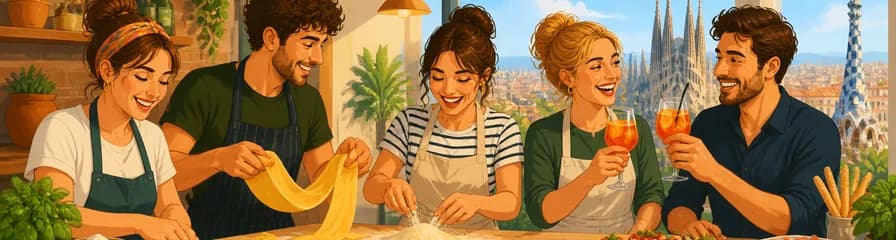 Elaboración de pasta fresca y aperitivo italiano en Barcelona