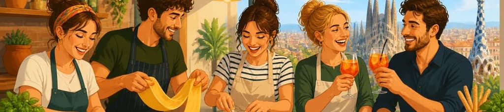 Elaboración de pasta fresca y aperitivo italiano en Barcelona