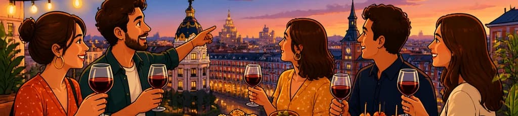 Recorrido gastronómico por Madrid: tapas, vinos y vistas desde una azotea