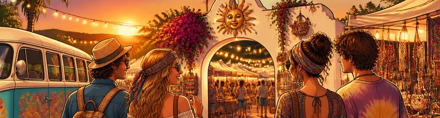 Excursión en autobús al atardecer en Ibiza: visita al mercadillo hippie de Las Dalias