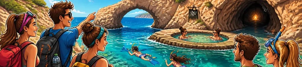 Cuatro horas de exploración: snorkel, jacuzzi natural y cueva pirata