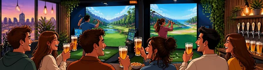 Diversión con amigos: dos simuladores de golf y barra libre de cerveza para ocho personas