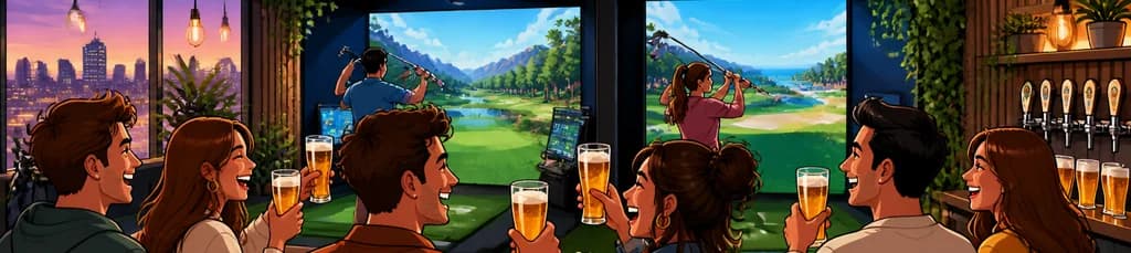 Diversión con amigos: dos simuladores de golf y barra libre de cerveza para ocho personas