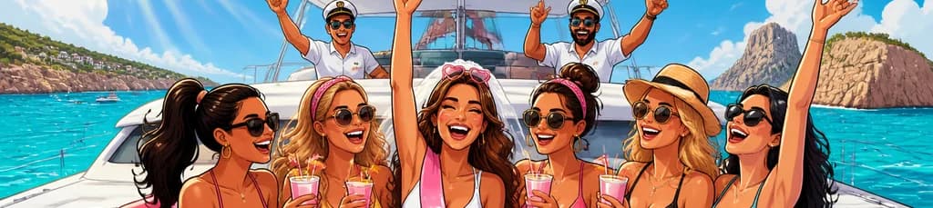 Celebración de despedida de soltera en Ibiza: una experiencia en catamarán con capitanes muy animados