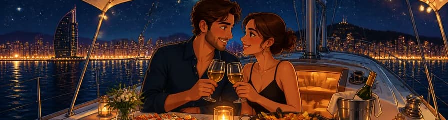 Experiencia Romántica: Cena y Noche en Velero Privado para Dos en Barcelona