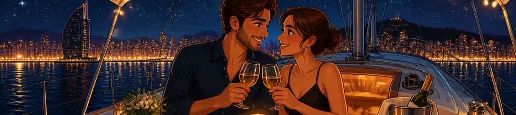 Experiencia Romántica: Cena y Noche en Velero Privado para Dos en Barcelona