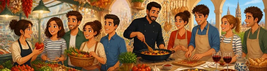 Recorrido matutino por el mercado y clase práctica de cocina española