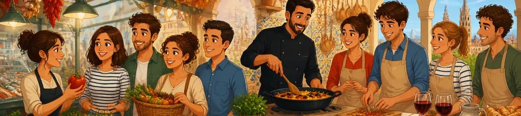 Recorrido matutino por el mercado y clase práctica de cocina española