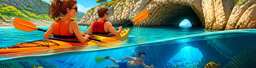 Descubre cuevas secretas y el paraíso del snorkel: tour en kayak por Cala Granadella