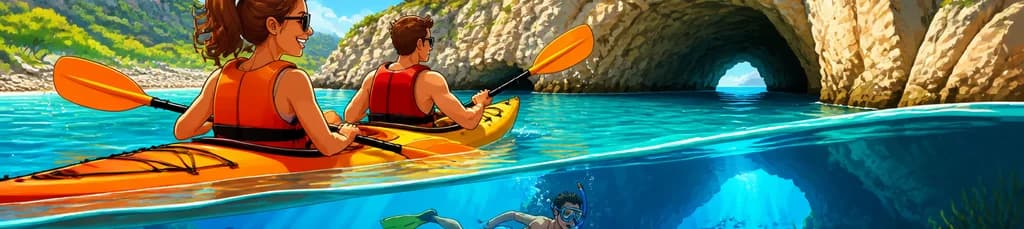 Descubre cuevas secretas y el paraíso del snorkel: tour en kayak por Cala Granadella