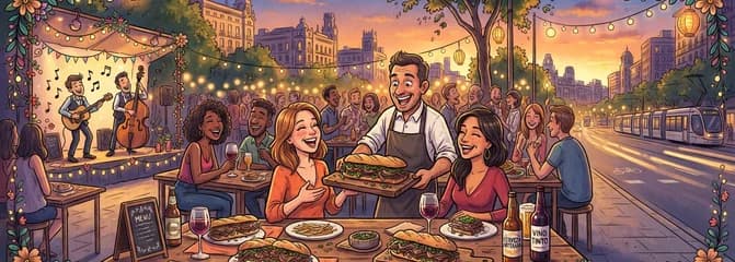 Una velada de carne, vino y música al atardecer