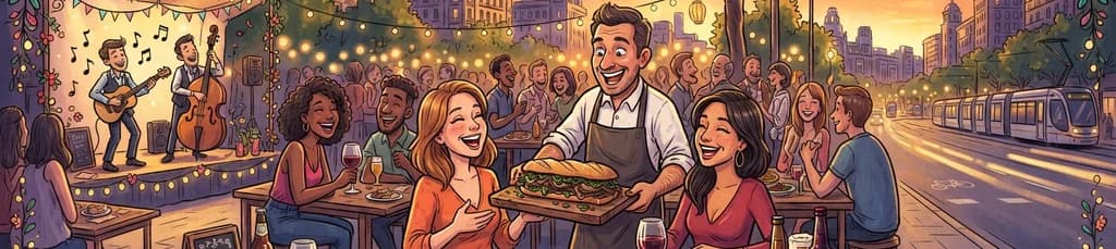 Una velada de carne, vino y música al atardecer