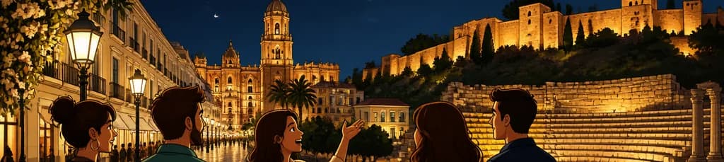 Recorrido nocturno por Málaga: tour privado y personalizable de la ciudad tras el anochecer