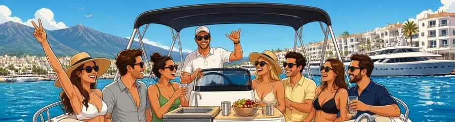 Excursión Privada FLOKY de 8 Metros para 10 Personas con Patrón en Puerto Banús